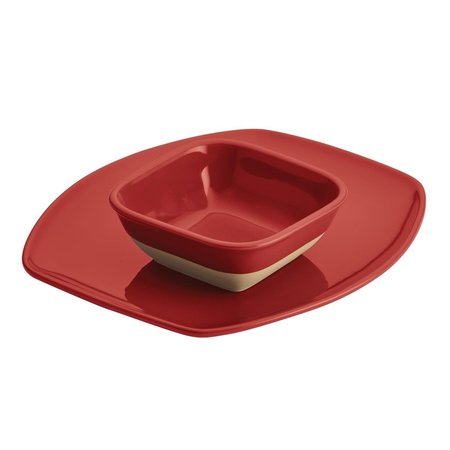 RACHAEL RAY Cityscapes Ceramic Hot Chip & Dip SetCherry Red 47528